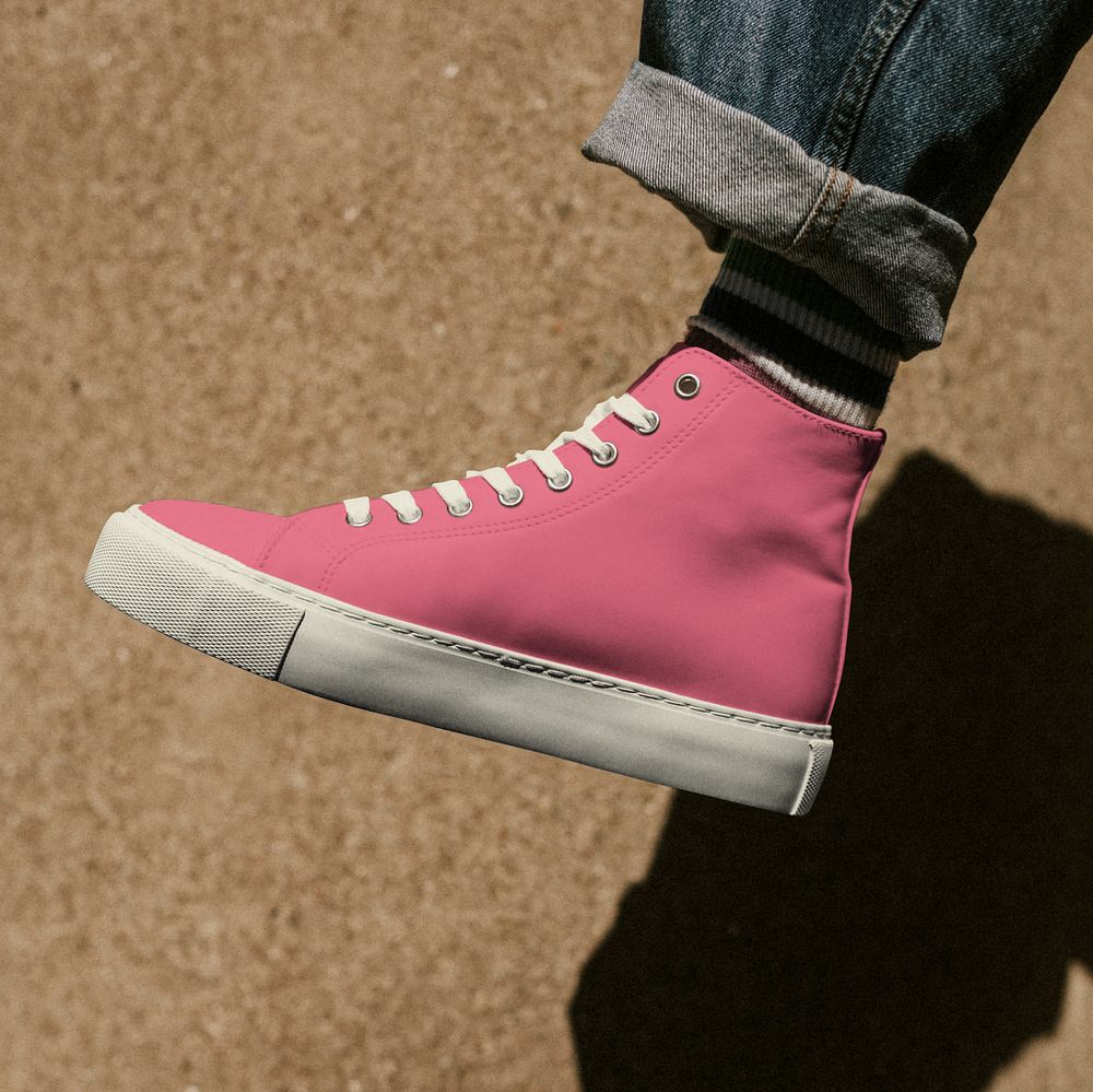 High top canvas sneakers mockup, editable design