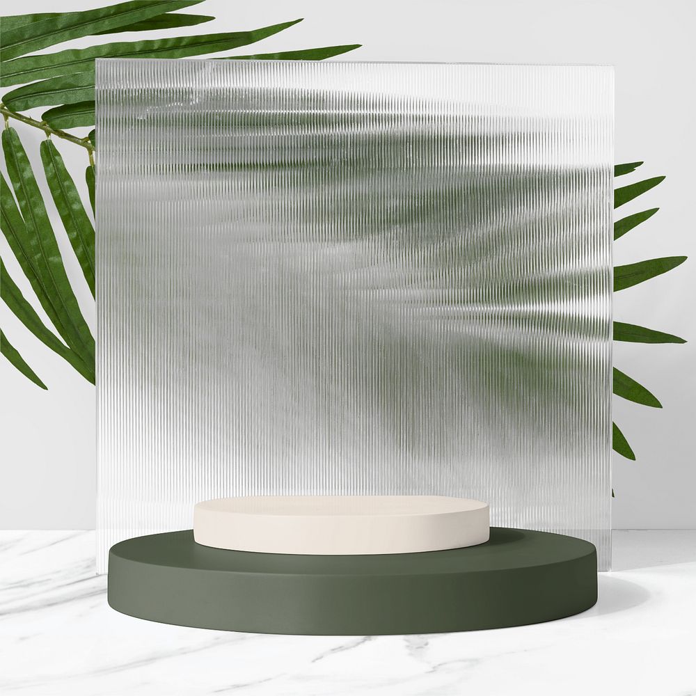 Green product backdrop mockup, editable textured glass