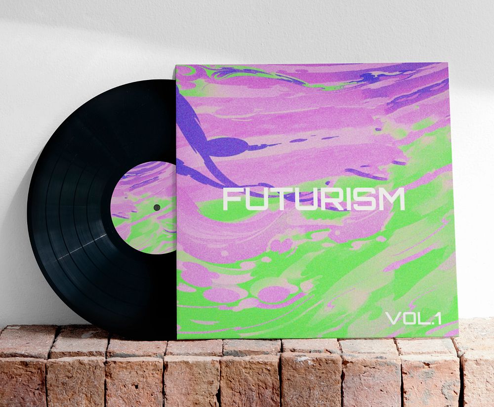 Vinyl cover mockup, editable design