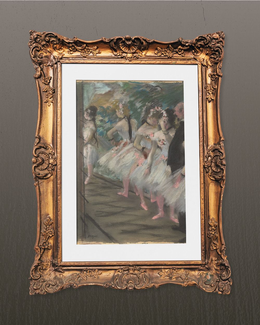 Gold ornamental picture frame mockup, The Ballet's Edgar Degas remixed by rawpixel