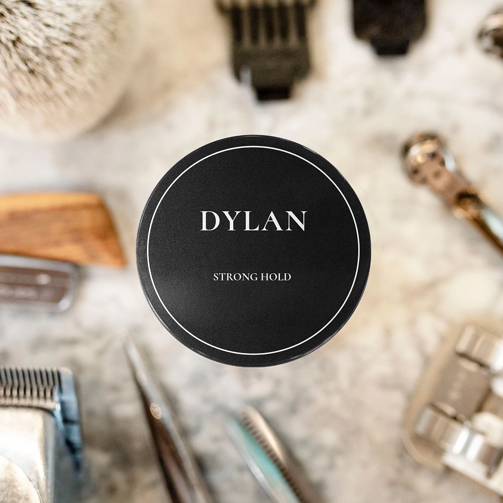 Editable lid mockup on a cosmetic jar containing hair pomade