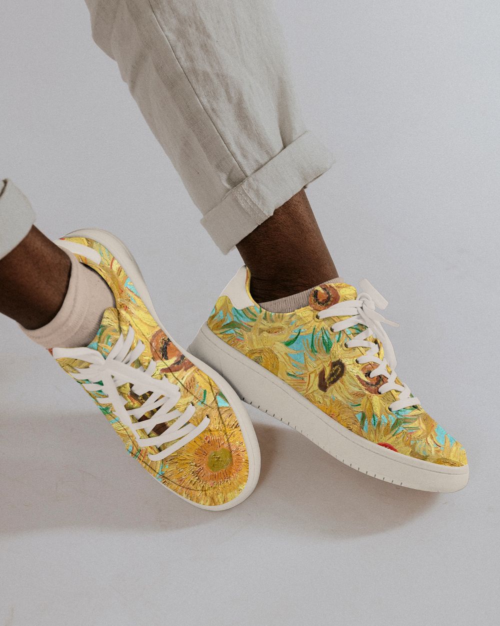 Editable sneakers, Van Gogh’s Sunflowers design, remixed by rawpixel