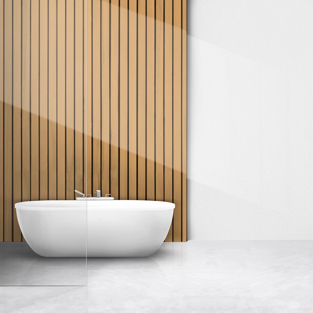 Bathroom wall mockup, editable home interior