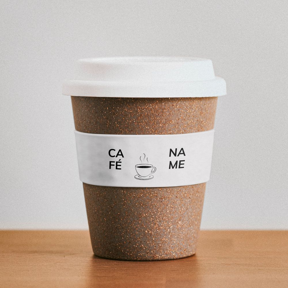 Cork coffee cup mockup, editable design