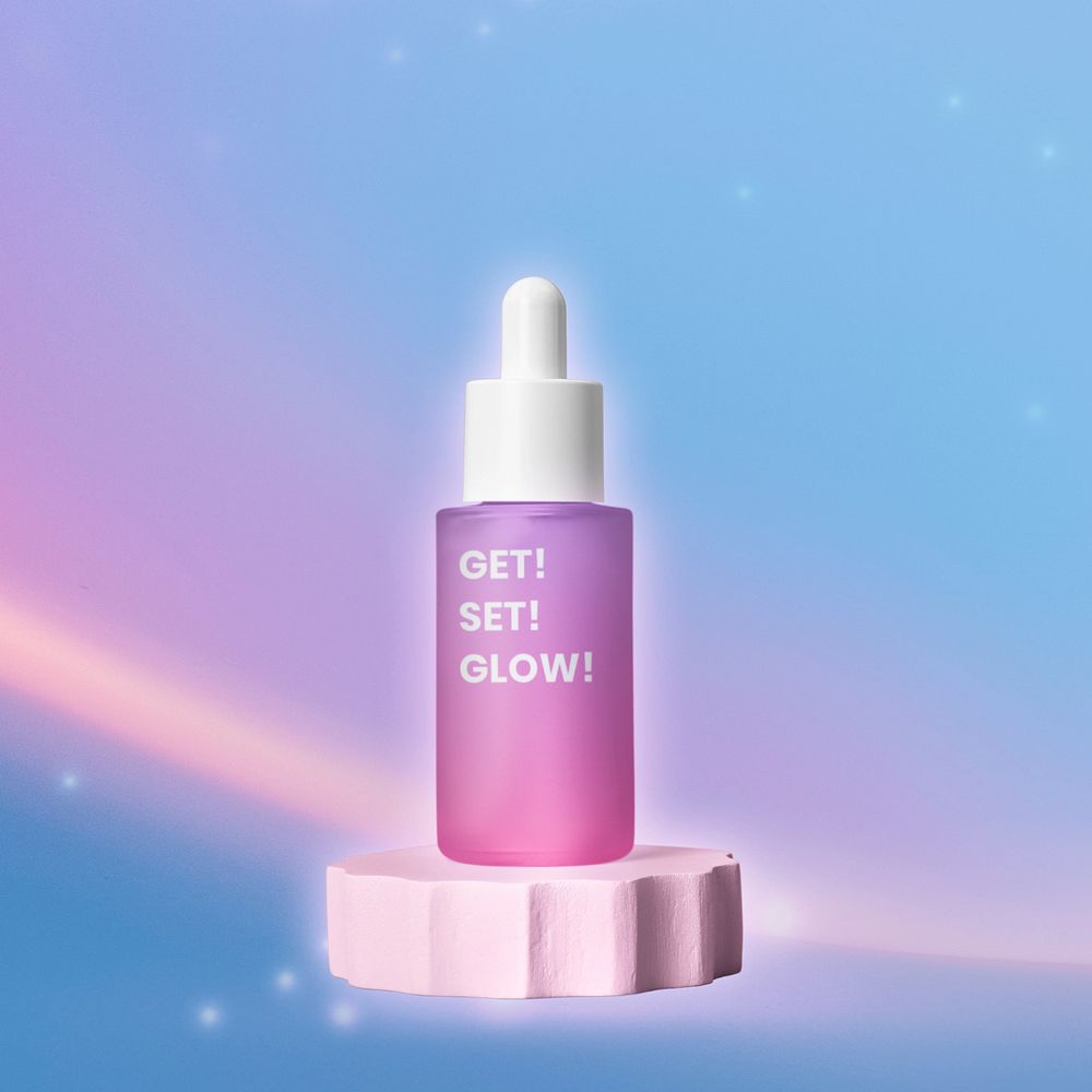 Cosmetic dropper bottle mockup, editable design