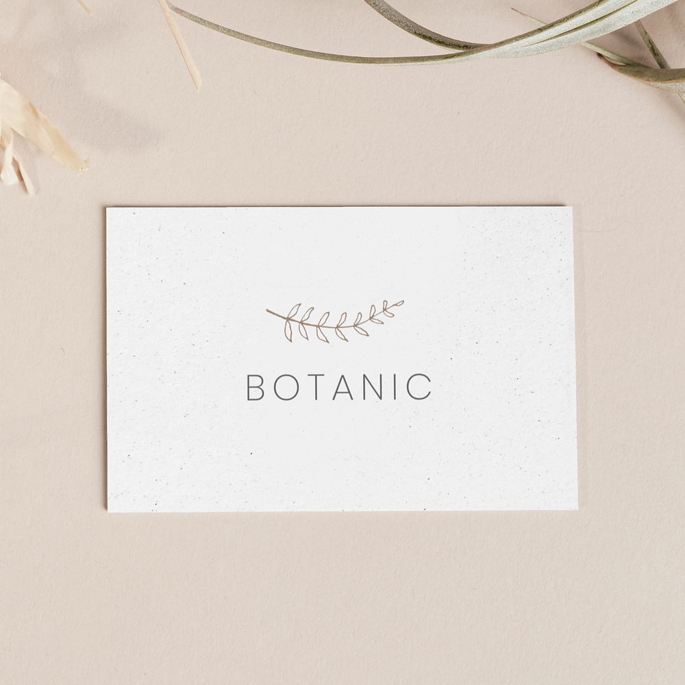 Minimal business card mockup, editable botanical design