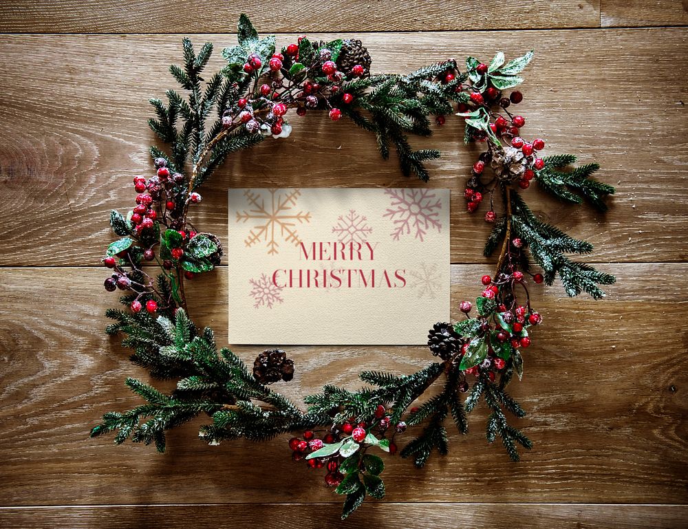 Christmas greeting card mockup, editable festive design