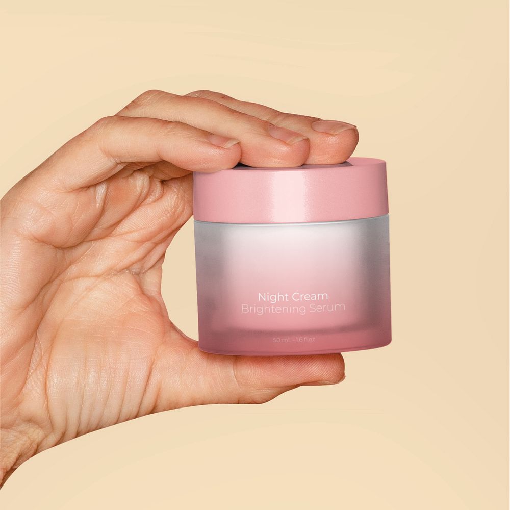 Cosmetic cream jar mockup, editable beauty product packaging design