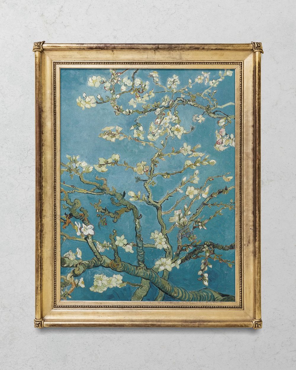 Editable gold picture frame mockup, Van Gogh’s Almond blossom, famous painting design, remixed by rawpixel