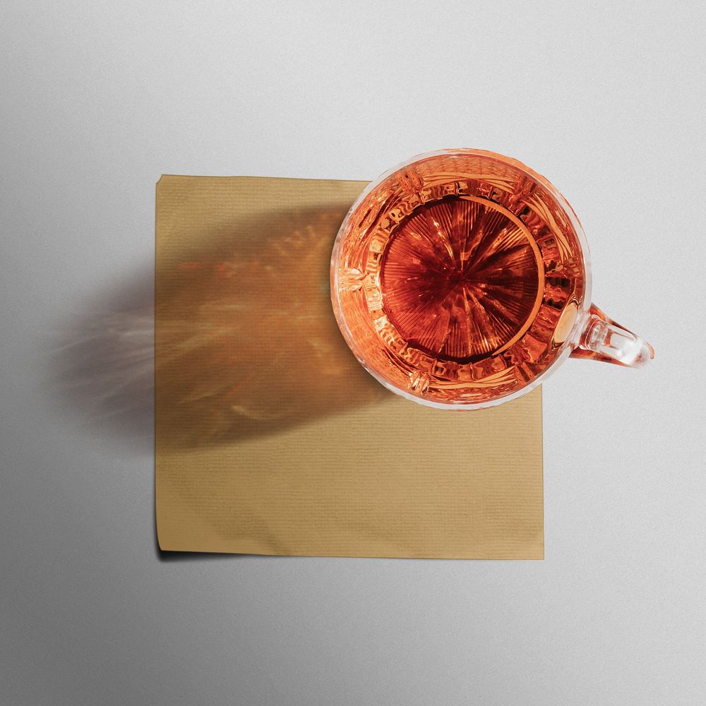 Note paper mockup, teacup, editable design