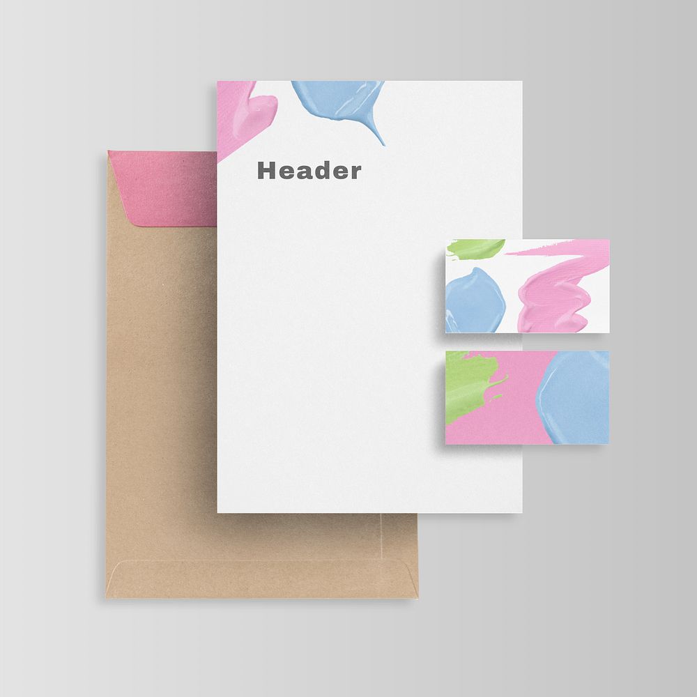 Letterhead paper mockup, realistic envelope, editable design