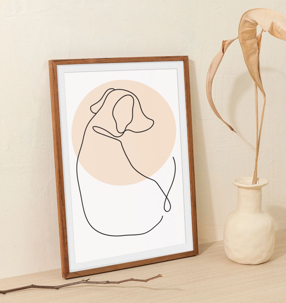 Wooden frame mockup, minimal home decor