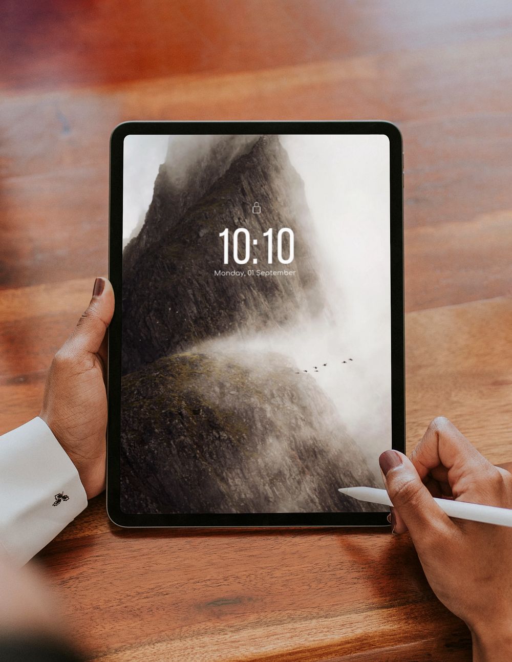 Digital tablet screen mockup with stylus pen