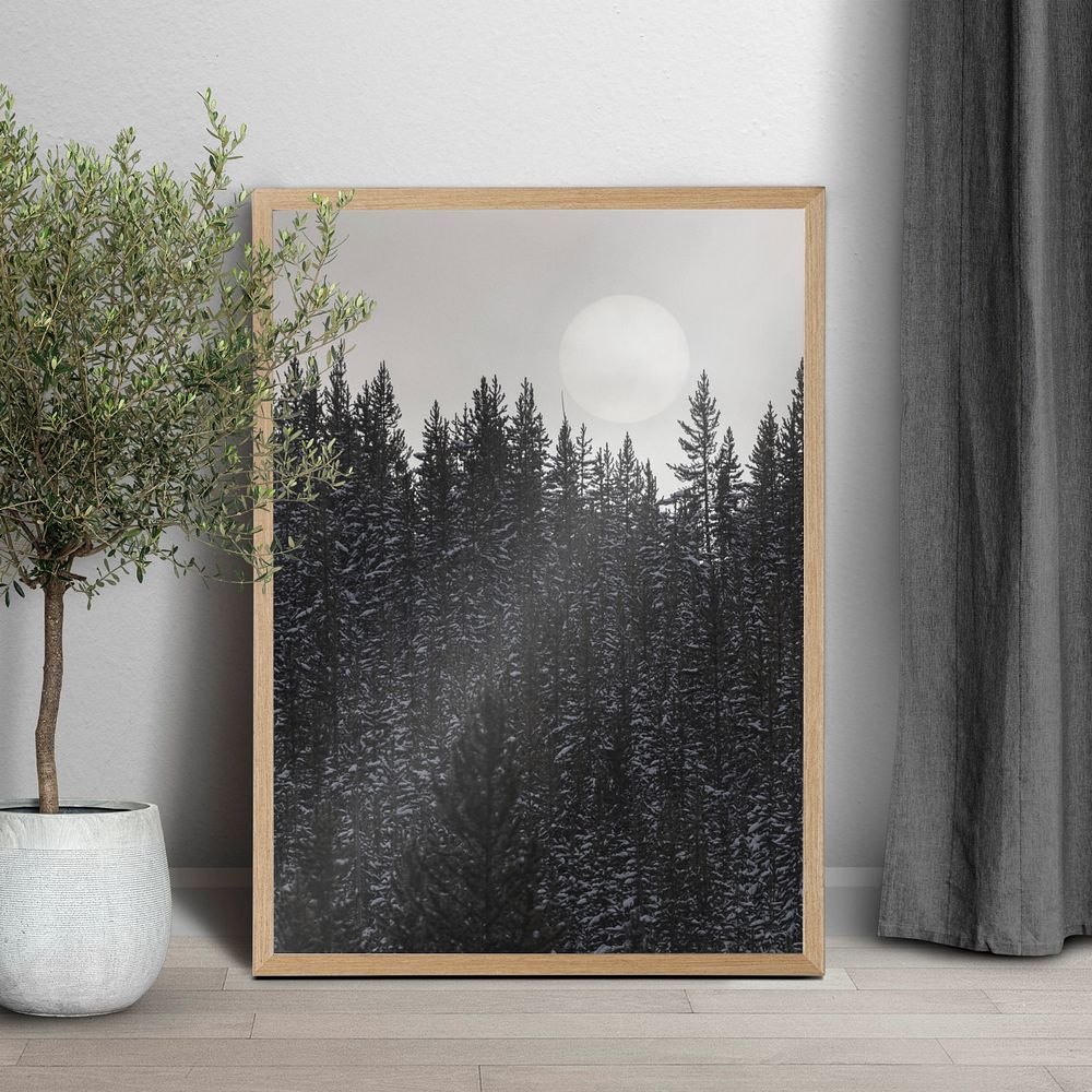 Wooden frame mockup, editable home decor