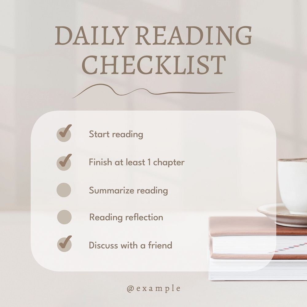 Reading checklist Instagram post template