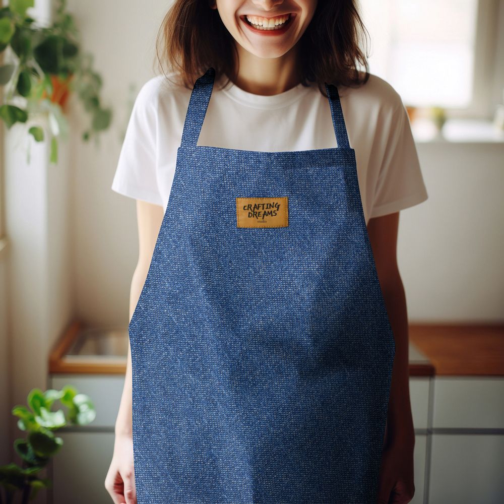 Editable kitchen apron mockup fabric design