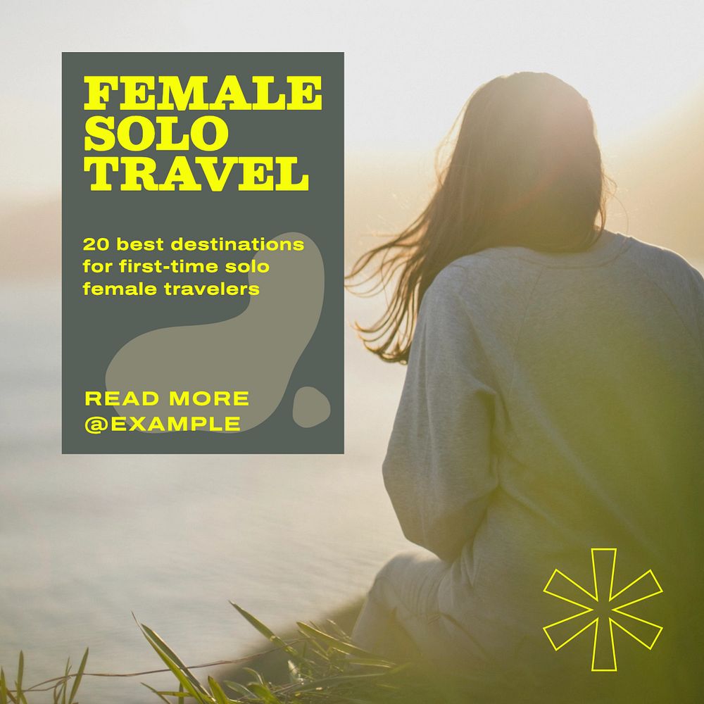 Female solo travel Instagram post template