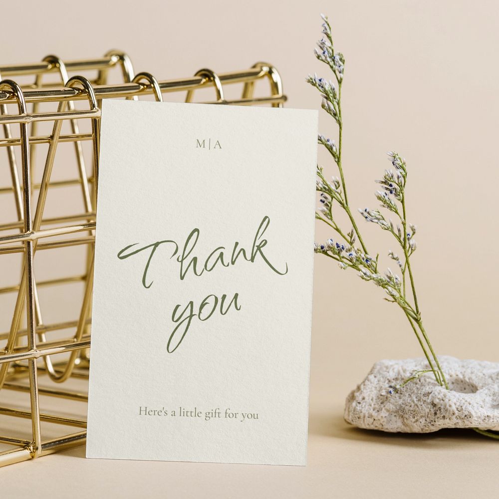 Minimal card mockup, editable thank you design