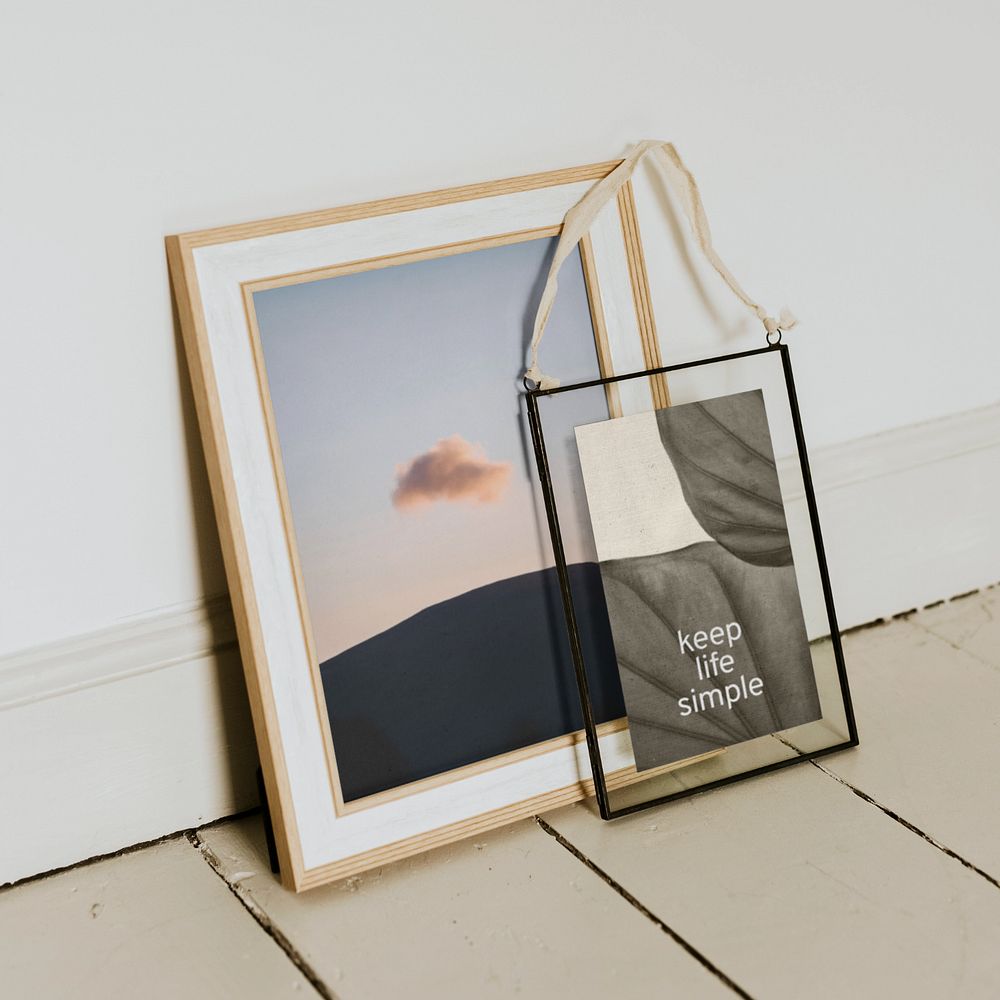 Editable wooden picture frame mockup