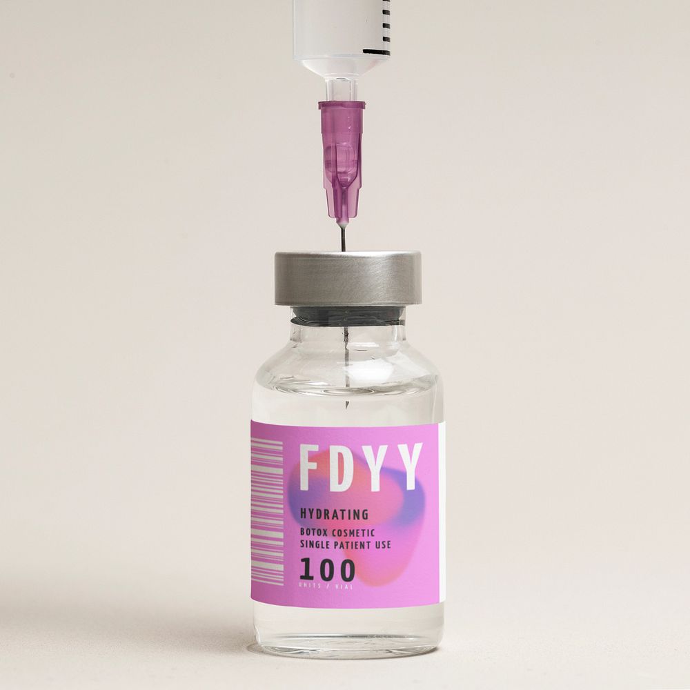 Vial label mockup, editable medical product design