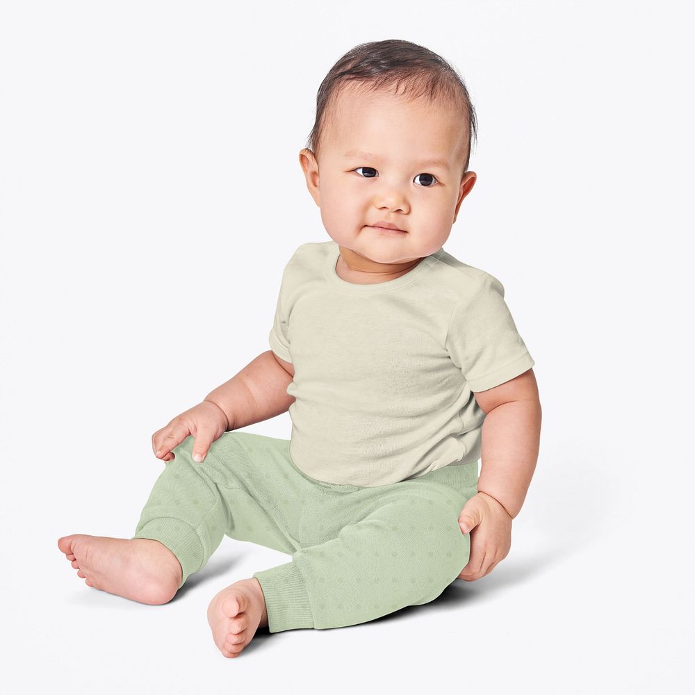 Editable baby's fashion mockup, full body design