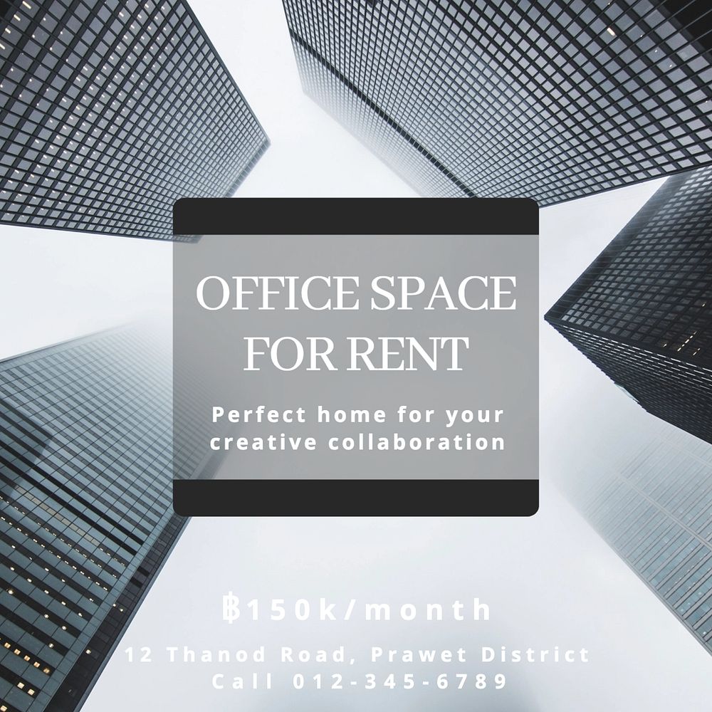 Office space rental Instagram post template