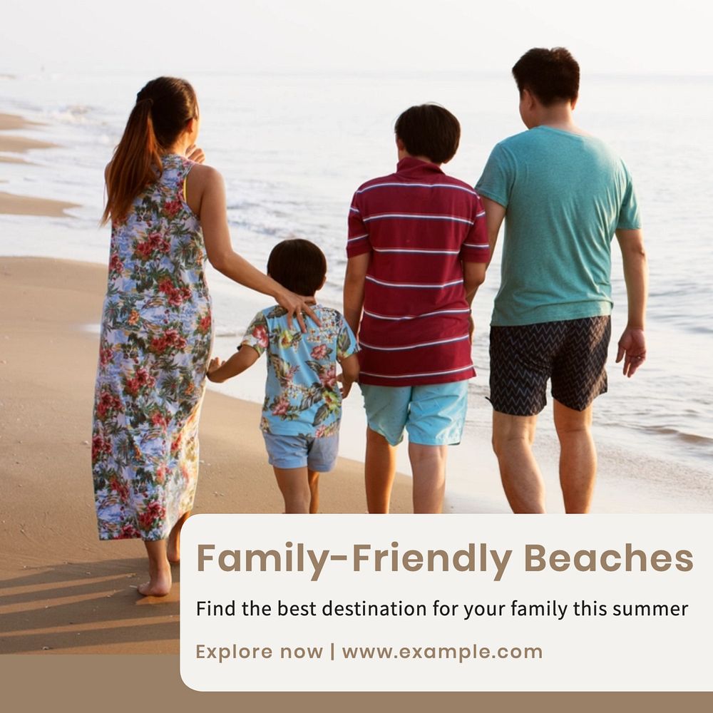 Family-friendly beaches Instagram post template