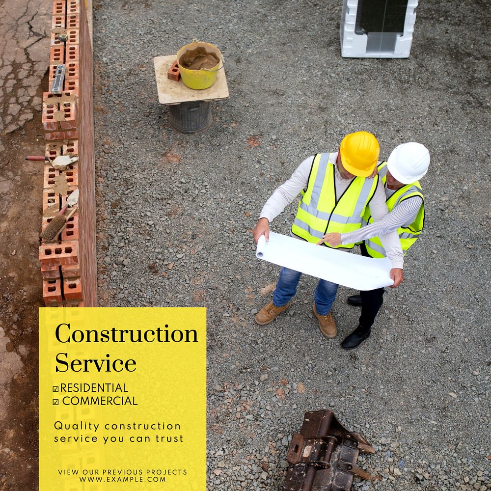 Construction service Instagram post template