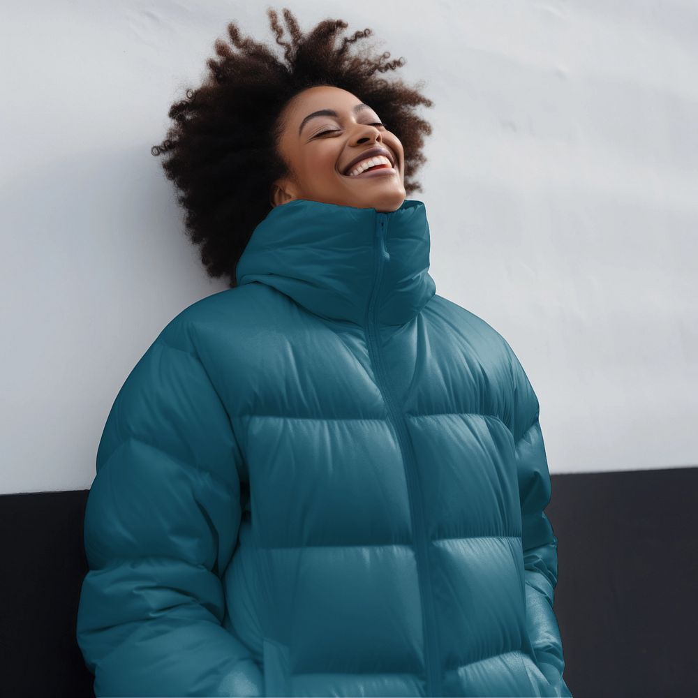 Puffer jacket  editable mockup, winter apparel 