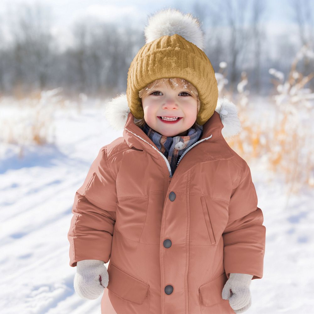 Kids puffer jacket  editable mockup, winter apparel 