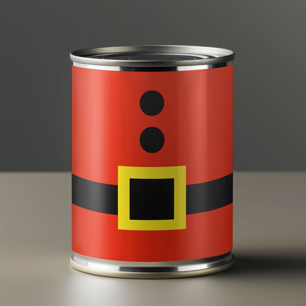 Christmas canned food editable mockup, packaging design 