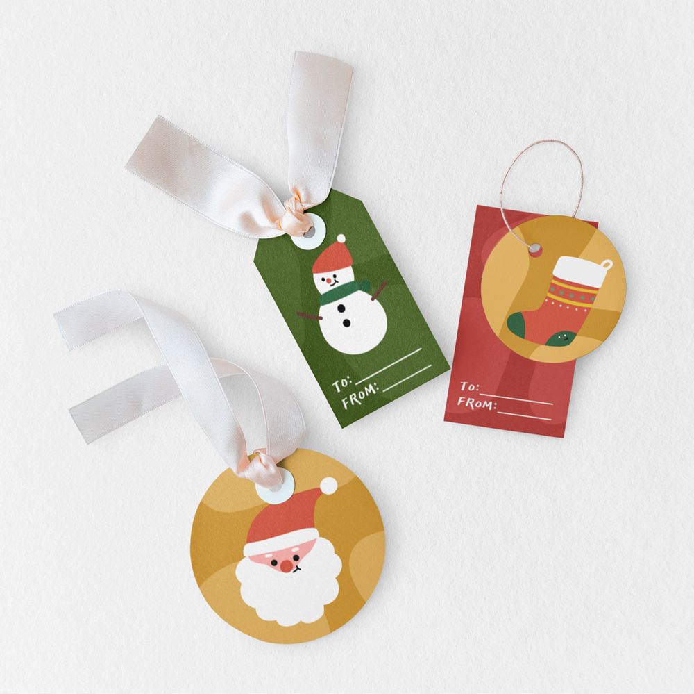 Christmas gift label editable mockup 