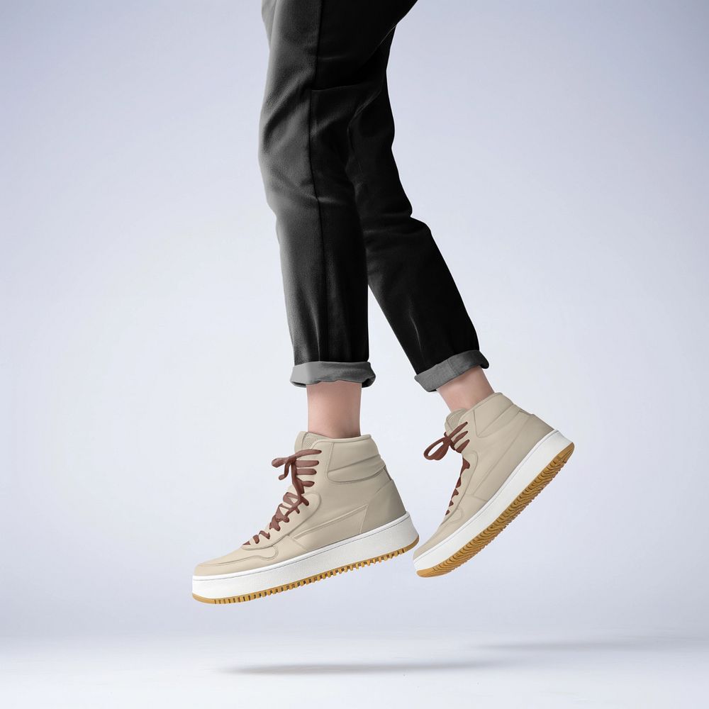 Ankle sneakers editable mockup, apparel