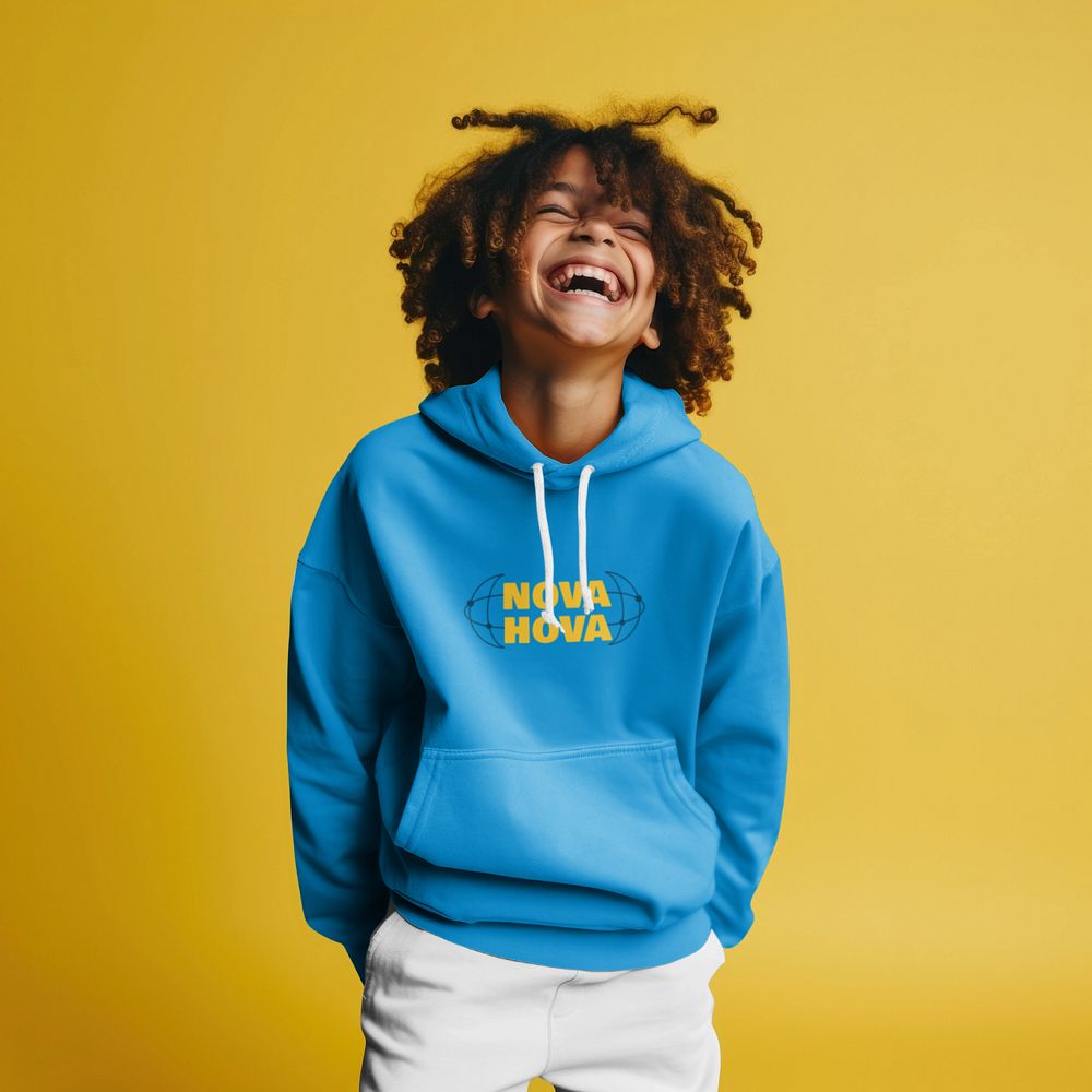 Boy's blue hoodie mockup, editable design