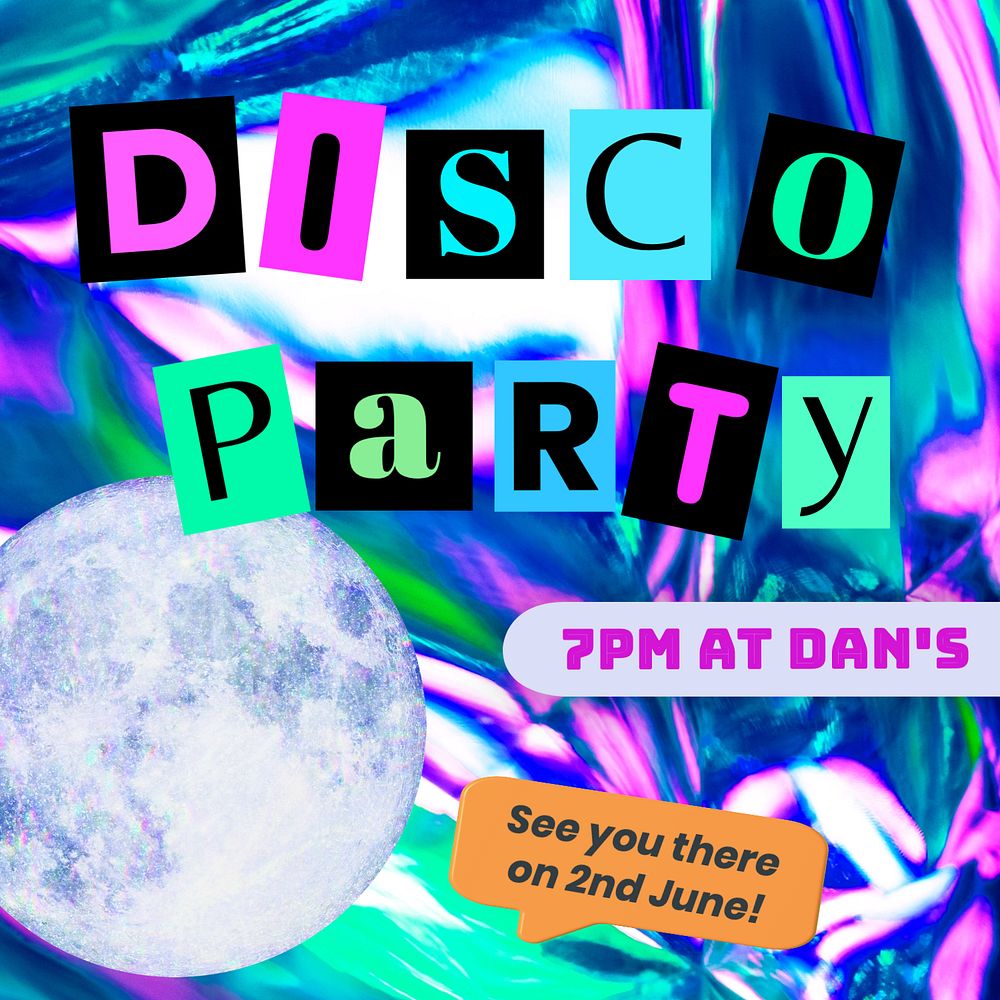 Disco party Instagram post template