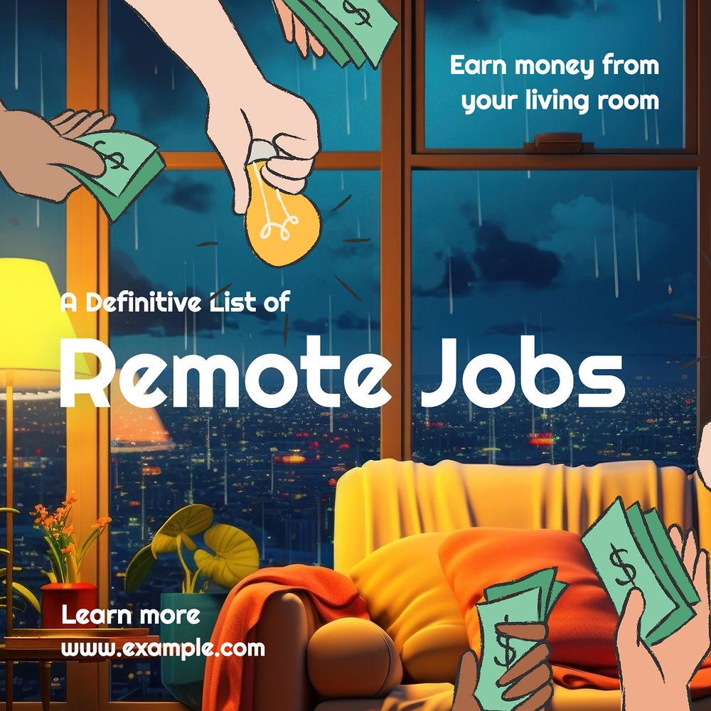 Remote jobs Instagram post template