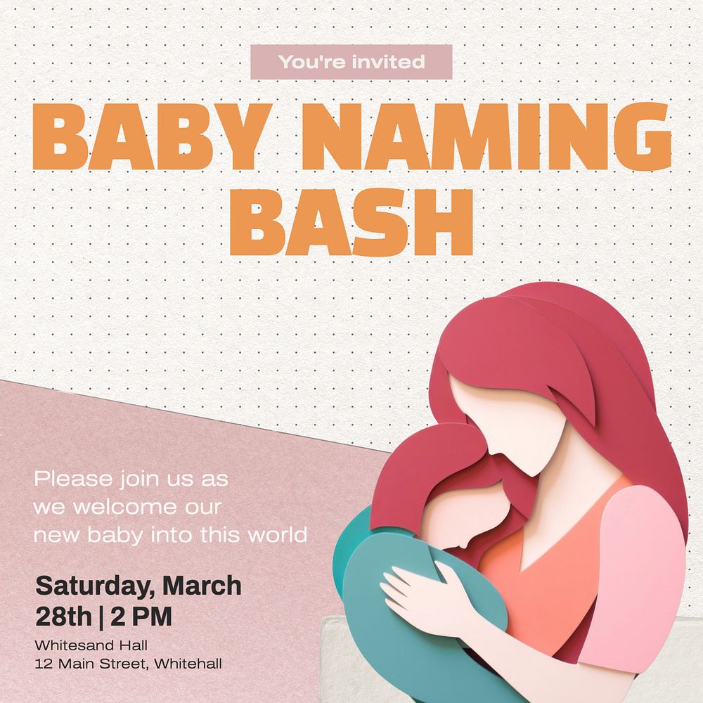 Baby naming ceremony Instagram post template