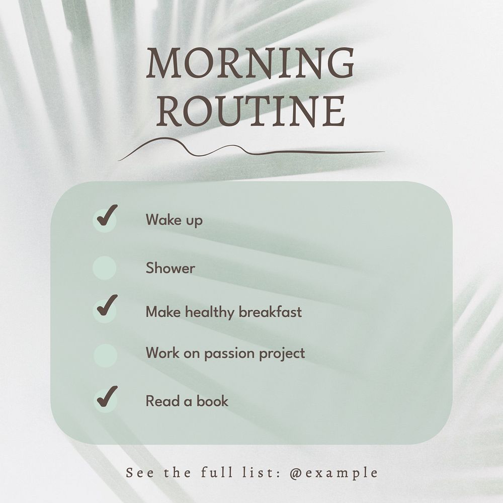 Morning routine Instagram post template