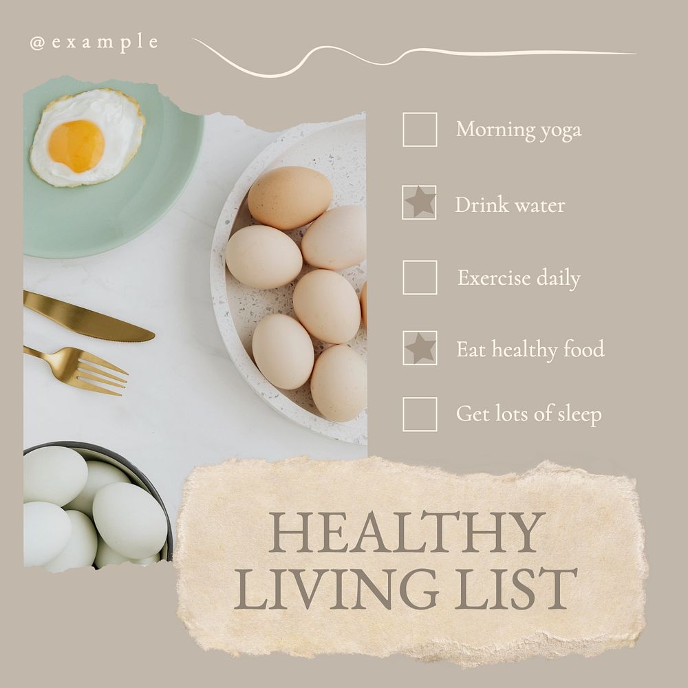 Healthy living list Instagram post template