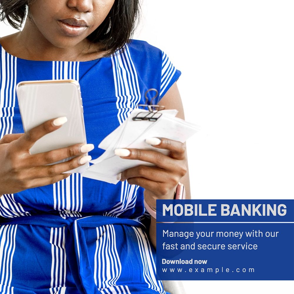 Mobile banking Instagram post template