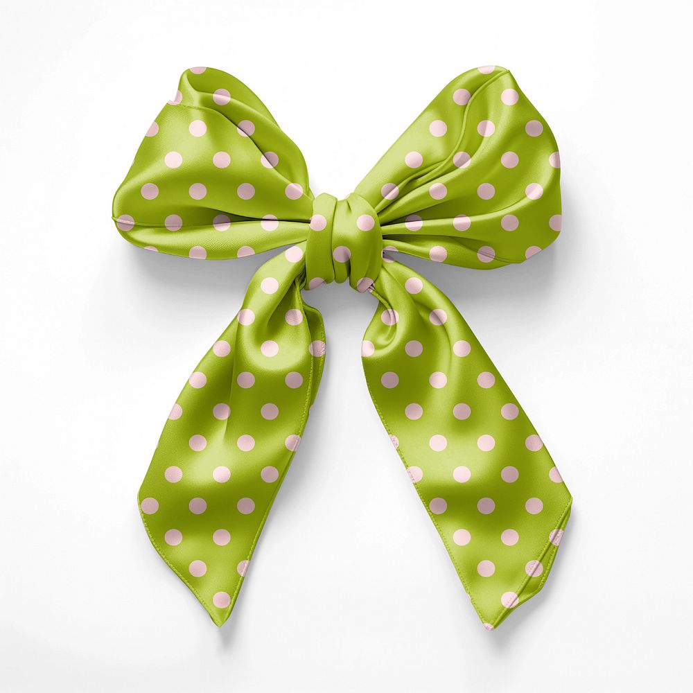 Green ribbon bow mockup, editable design