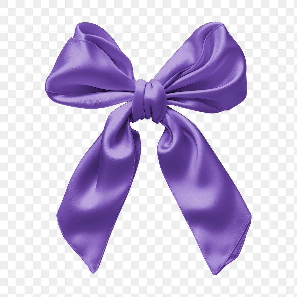 Purple ribbon bow png mockup, editable design