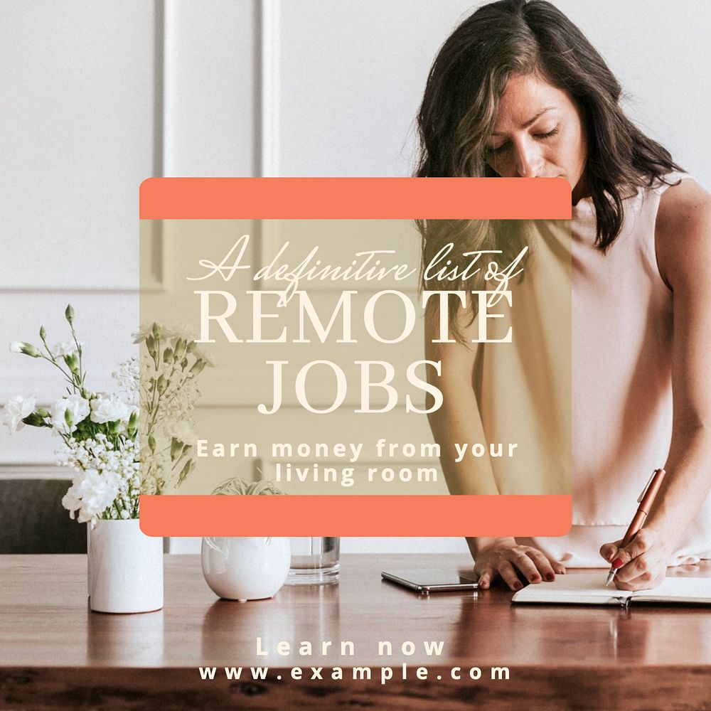 Remote jobs Instagram post template