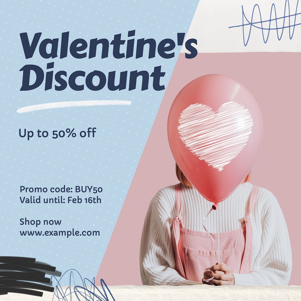 Valentine's discount Instagram post template