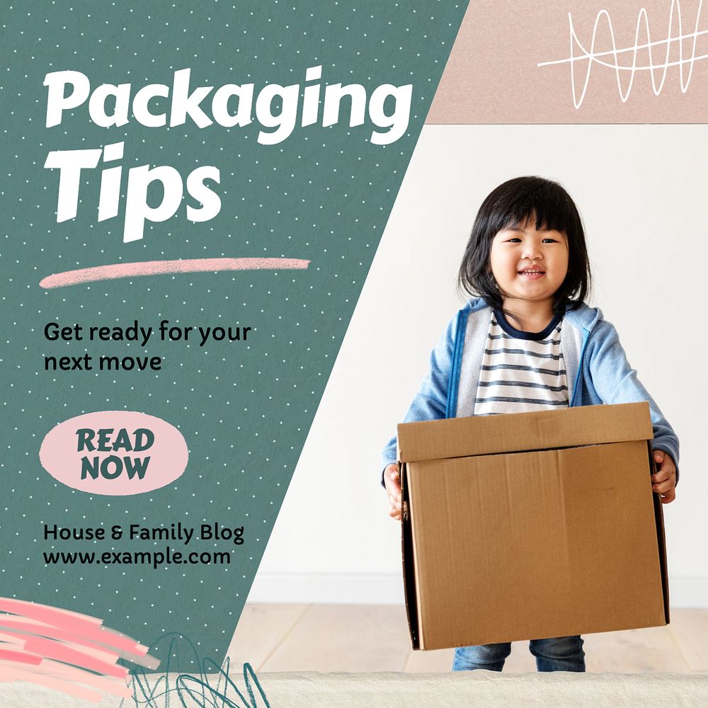 Packing and moving Instagram post template