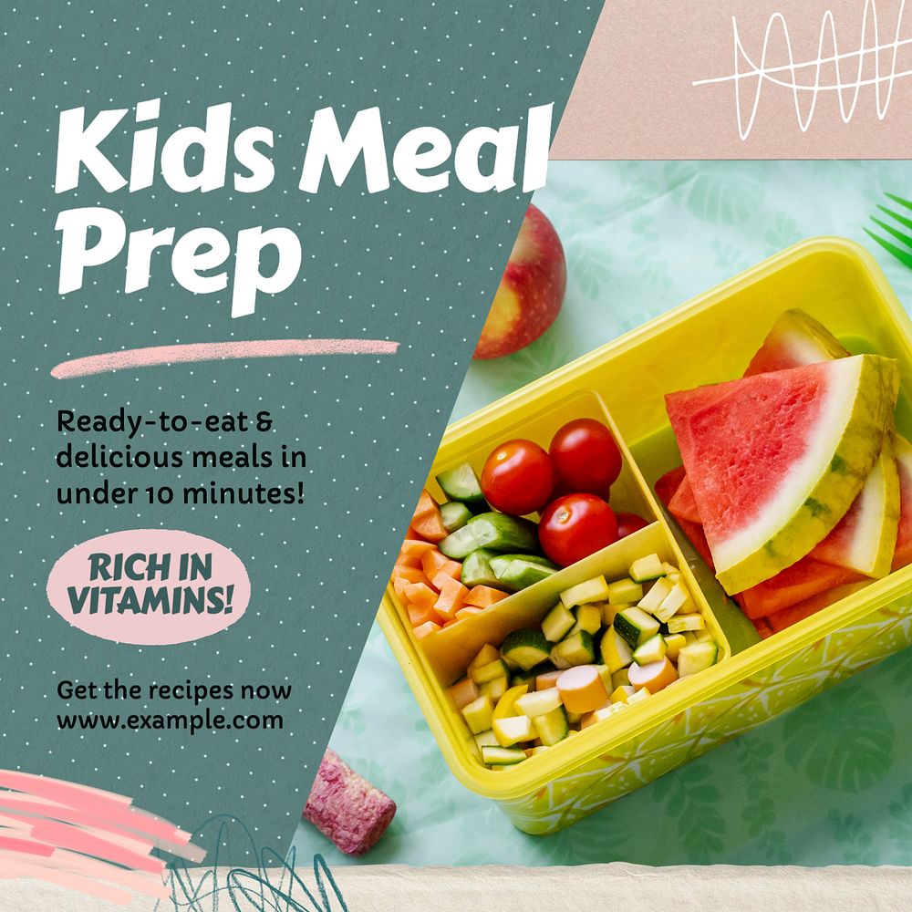 Kids meal prep Instagram post template