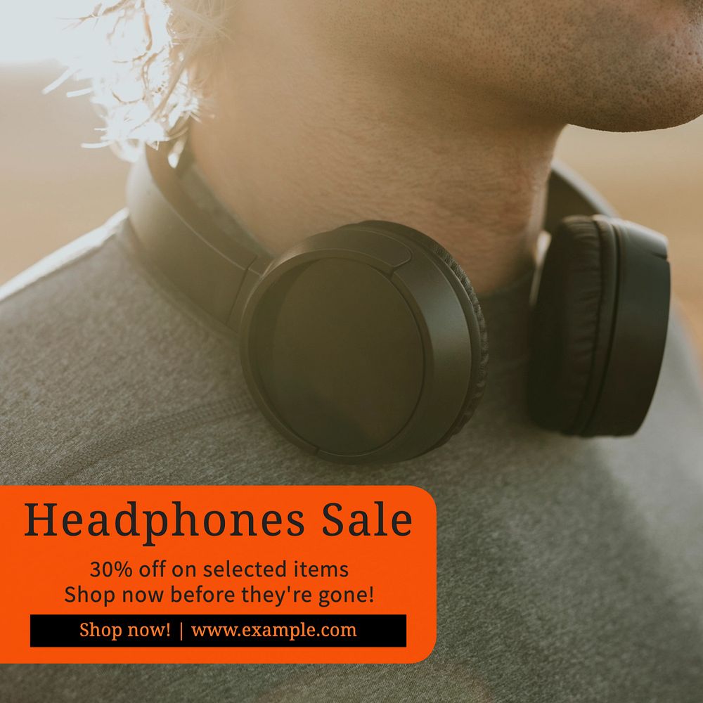 Headphones sale Instagram post template