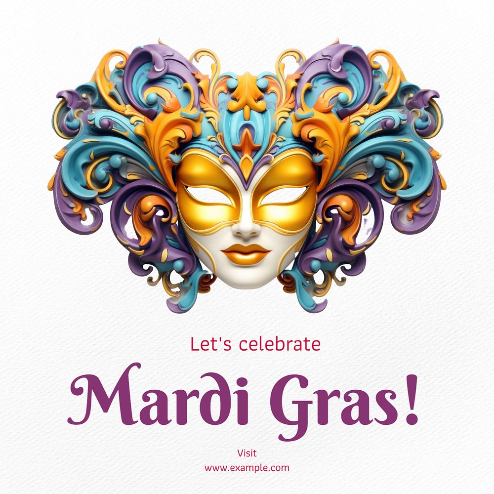 Mardi gras Instagram post template | Premium Editable Template - rawpixel