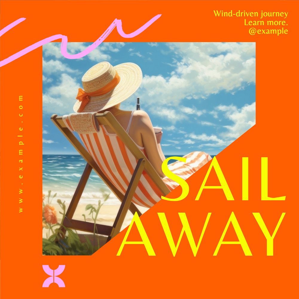 Sail away Instagram post template, editable text