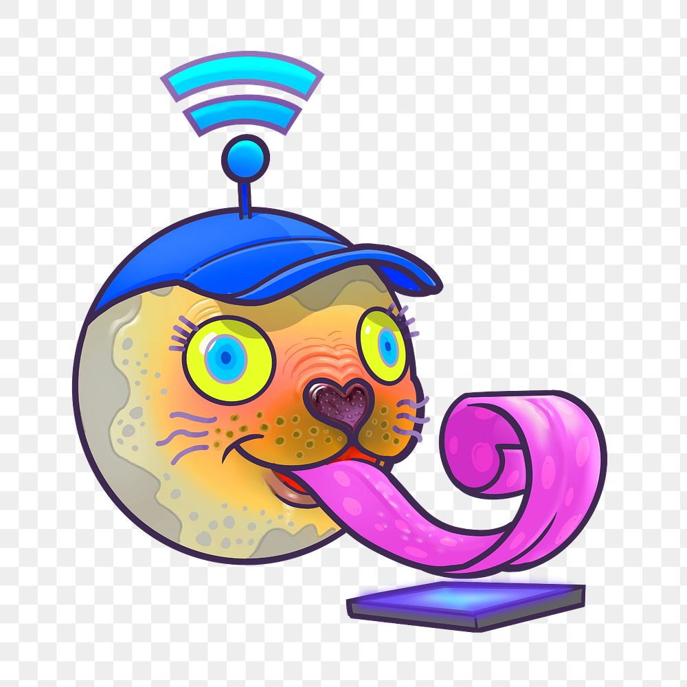 Social media addict seal, editable funky animal character design